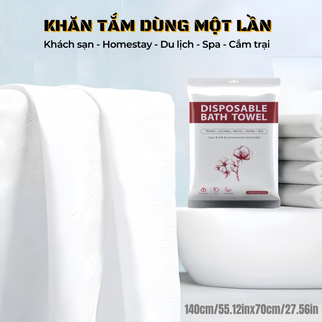 5 gói Khăn Tắm Dùng Một Lần Cao Cấp – Siêu Mềm, Siêu Hút Nước, Gọn Nhẹ Khi Du Lịch Homestay Spa