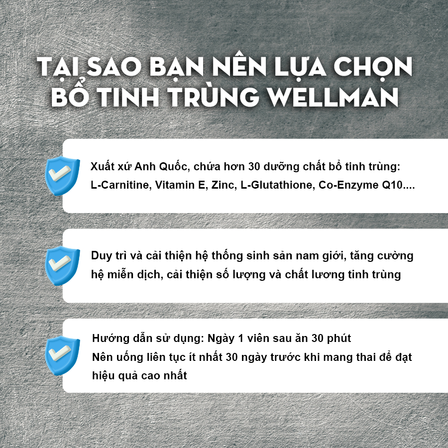 Vitamin Bổ Tinh Trùng - Giảm Dị Dạng - Tăng Tỉ Lệ Thụ Tinh Nam Giới Vitabiotics Wellman Conception - 30 Viên