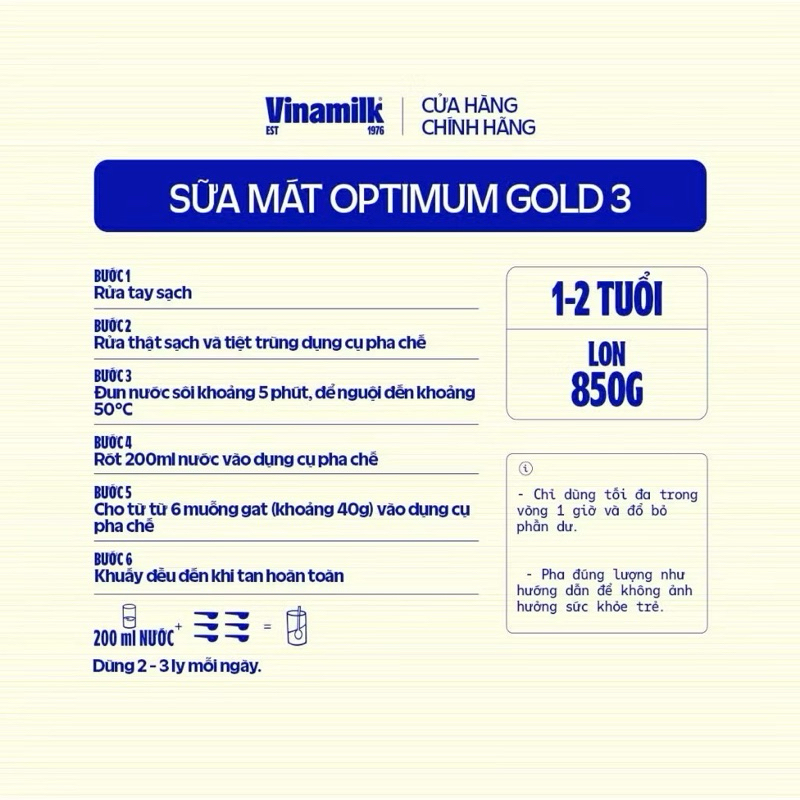 Sữa Bột Vinamilk Optimum Gold Số 3 Lon - 850g
