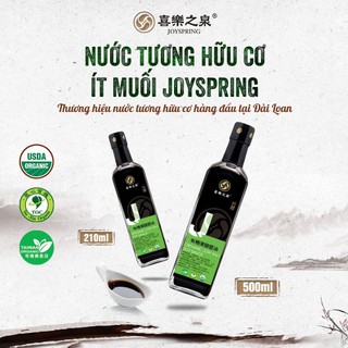 Nước tương hữu cơ ít muối JoySpring 200ml và 500ml nhãn hiệu hàng đầu Đài Loan