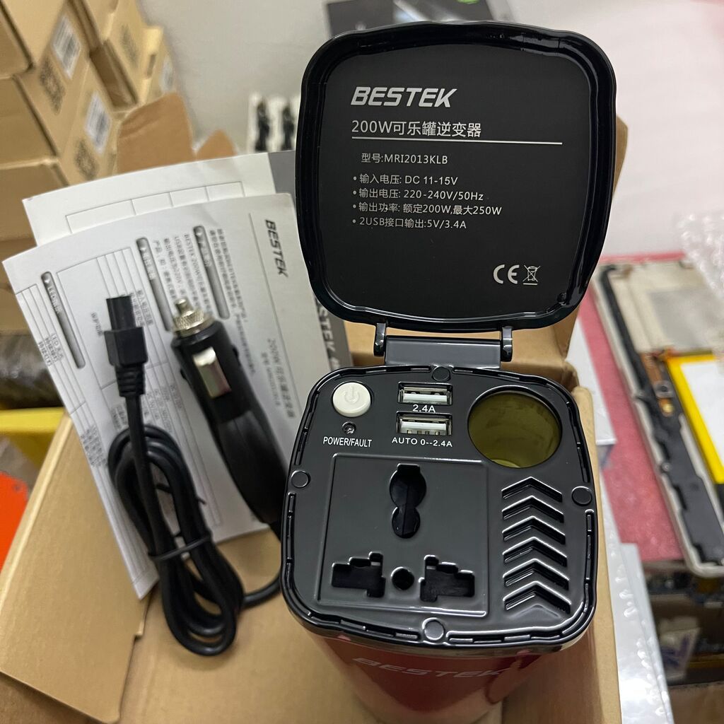 [ Cam kết chính hãng ] Ổ điện xe hơi 12V sang 220V BESTEK 200W Power Inverter ( Max 250W ), Thiết Kế Dạng Cốc Tiện Lợi