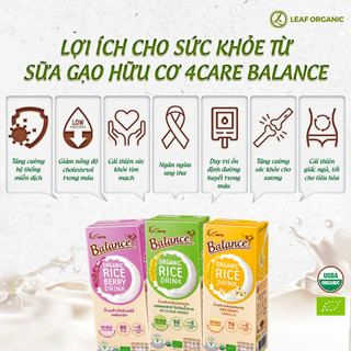 Sữa gạo hữu cơ Thái Lan 4Care Balance organic 180ml nhiều hương vị lựa chọn