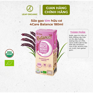 Sữa gạo hữu cơ Thái Lan 4Care Balance organic 180ml nhiều hương vị lựa chọn