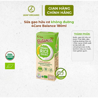 Sữa gạo hữu cơ Thái Lan 4Care Balance organic 180ml nhiều hương vị lựa chọn
