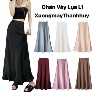 Chân váy lụa dài,Chân Váy Lụa Dáng Dài A ,Váy Dài Mùa Hè Thời Trang Sexyy Váy Chữ A m489