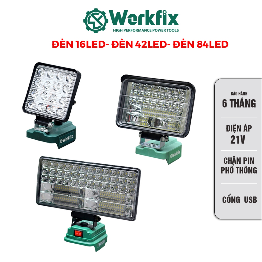 Đèn tích điện Workfix 16/ 48/ 84 bóng 70W thắp sáng -  10 cell, dùng liên tục 10h, bảo hành 6 tháng