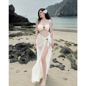 Bikini đồ bơi đi biển set ba món HAI TANG VÀNG chất ren mềm sang xịn Lanbishop LB31