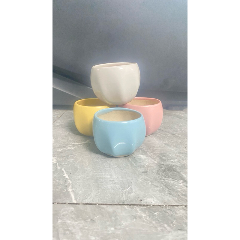 Chậu sứ Bát Tràng trồng sen đá , xương rồng, cẩm nhung... - Chậu khía múi Bát Tràng siêu xinh