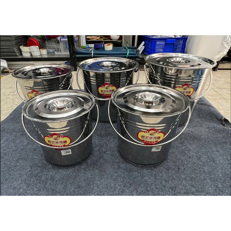 Xô inox quai xách có nắp đậy, xô inox 9L, 12L, 15L, 18L, 22L | Shopee ...
