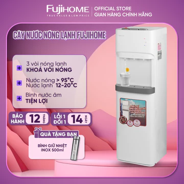 Cây nước nóng lạnh Nhập Khẩu Fujihome tiết kiệm điện, máy nước uống nóng lạnh mini bình hút chính hãng