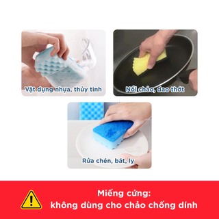 Bộ 3 Miếng Rửa Chén Bọt Biển Gợn Sóng Loại Bỏ Vết Bẩn Dễ Dàng KURASHI RHYTHM