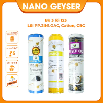 Bộ 3 lõi lọc nước số 1,2,3 dùng cho các dòng máy UF, lọc nguồn nước máy