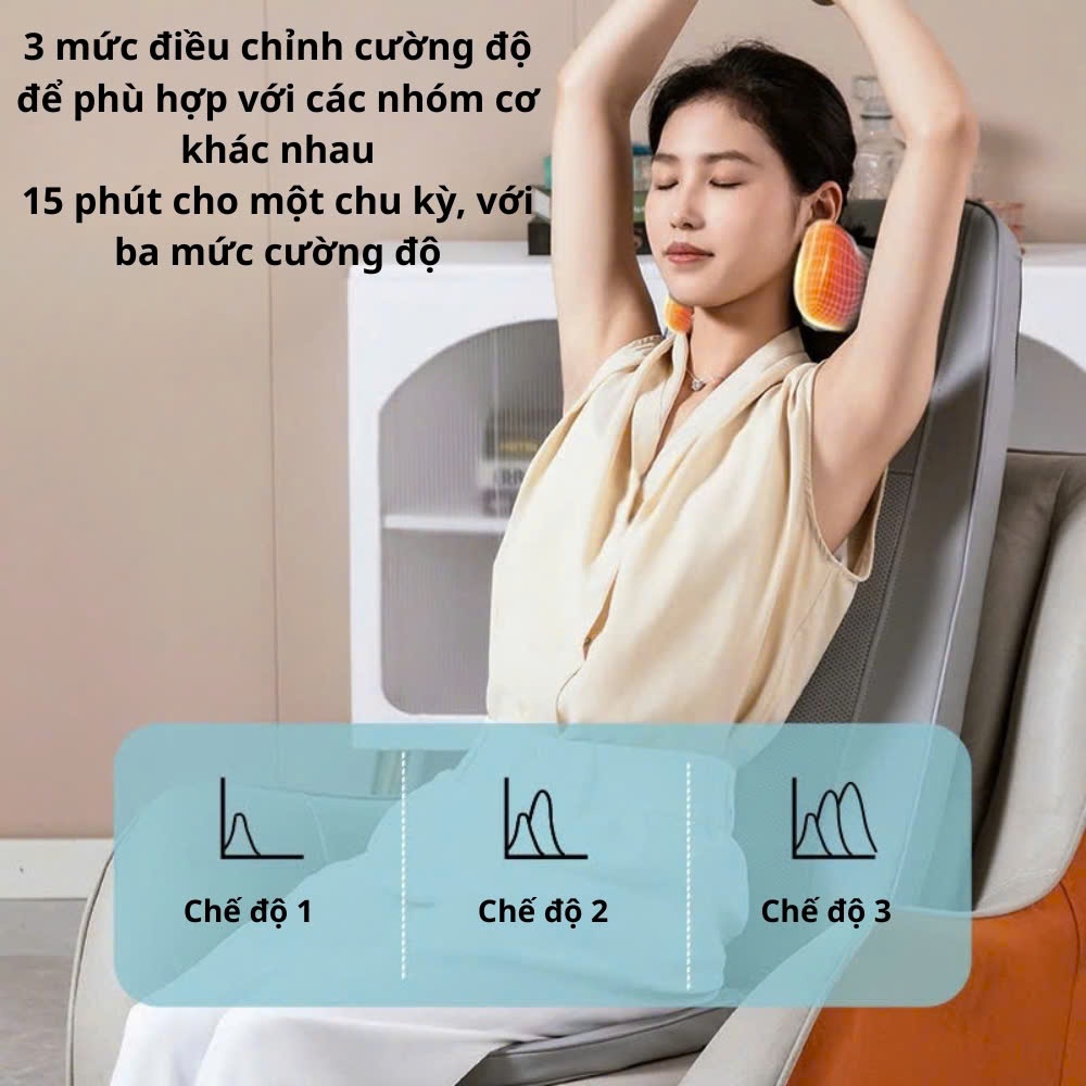 Đệm Ghế massage toàn thân - Đệm massage chuyên sâu vùng lưng và cổ vai gáy- Bảo hành 12 tháng