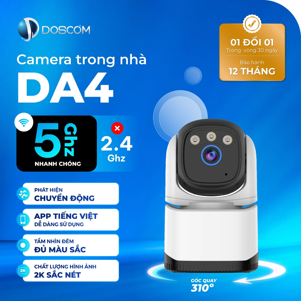 Camera Wifi 5Ghz DA4 Doscom Full HD Độ Phân Giải 4MP, Đàm Thoại 2 Chiều ...