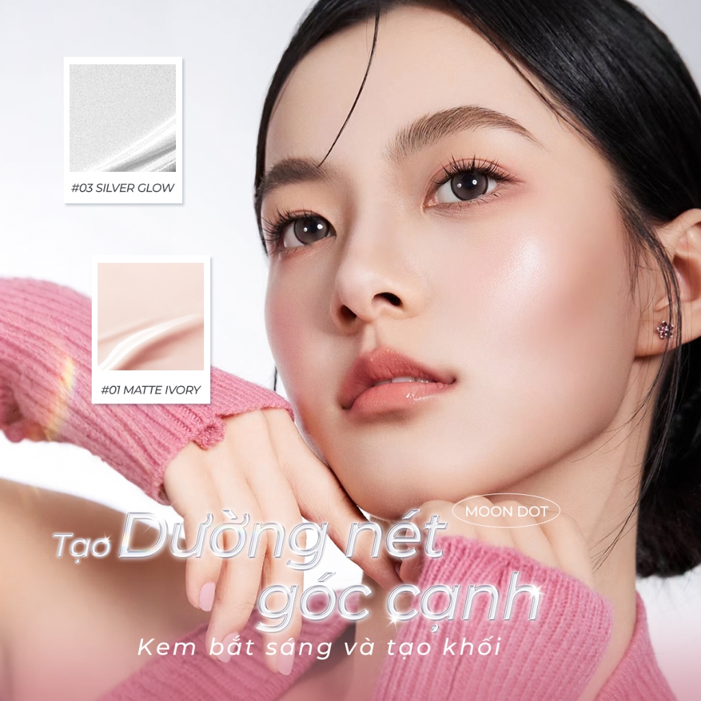 SACE LADY Má hồng lười + Kem bắt sáng dạng lỏng  lâu trôi, điểm tự nhiên cho mặt bộ makeup 7g