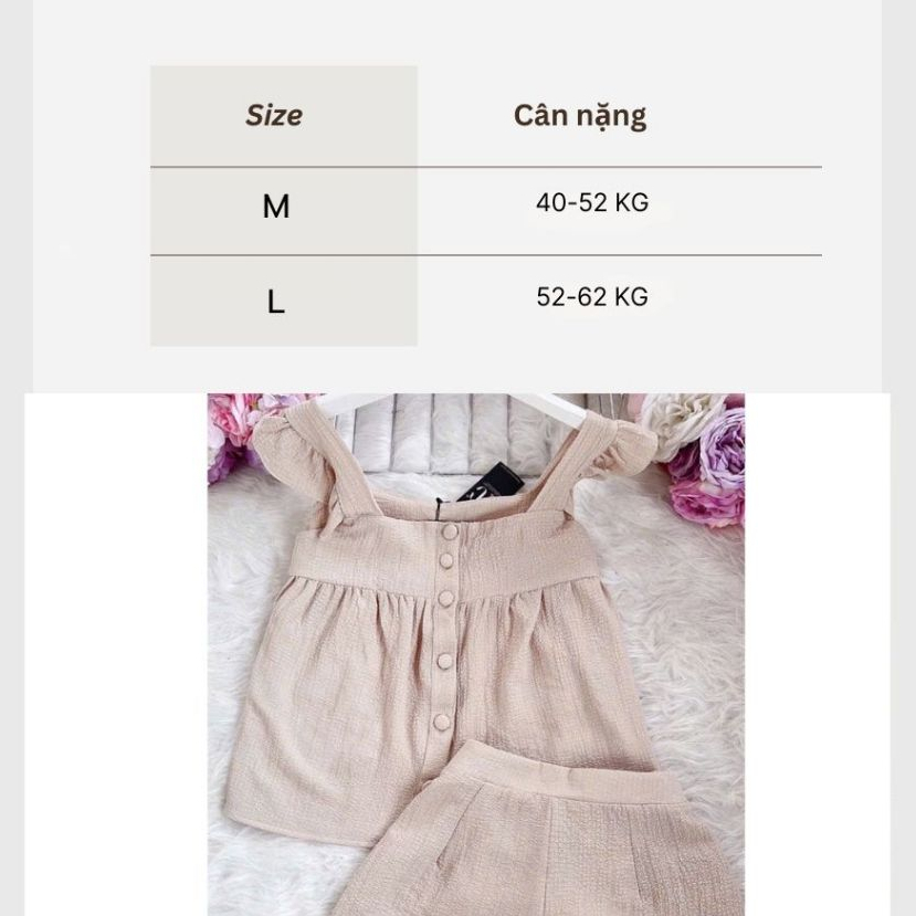 Set đồ nữ babydoll áo cánh tiên cổ vuông dọc cúc dáng xòe + quần đùi short Bộ áo 2 dây to + quần sooc ngắn T623G