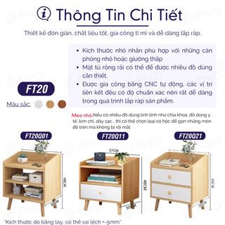 Tủ Tab Đầu Giường Mini FIVO FT20 Có Hộc Tủ Rộng Rãi, Thiết Kế Chân Tiện Lợi Dễ Vệ Sinh, Dễ Dàng Lắp Ráp