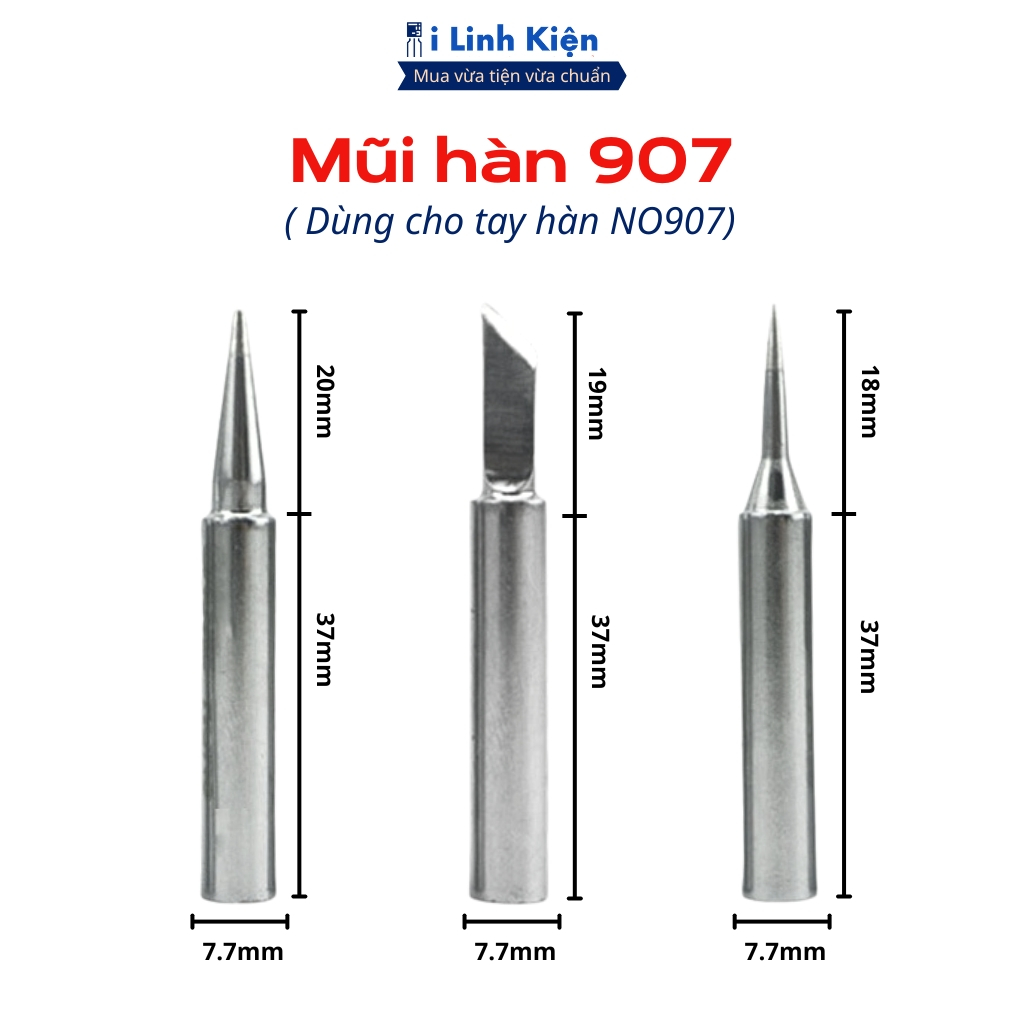 Đầu mỏ hàn , mũi hàn 907 gia nhiệt nhanh bền bỉ dùng cho tay hàn NO907 chính hãng ILinhkien.