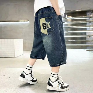 Quần Ngố Jean Bé Trai In Họa Tiết Hoạt Hình & Chữ "GK" (18–46kg) Thời Trang Cá Tính