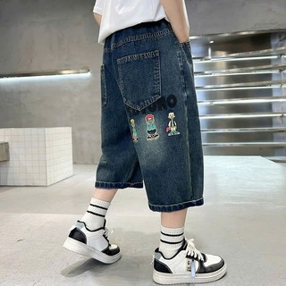 Quần Ngố Jean Bé Trai In Họa Tiết Hoạt Hình & Chữ "GK" (18–46kg) Thời Trang Cá Tính