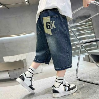 Quần Ngố Jean Bé Trai In Họa Tiết Hoạt Hình & Chữ "GK" (18–46kg) Thời Trang Cá Tính