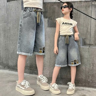 Quần Jean Ngố Thêu Hoạ Tiết Mèo Nhẹ Nhàng Cho Bé Gái
