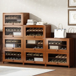 Tủ đựng giày dép kệ giày bày đồ đa năng kệ để  Sức chứa lớn tủ đựng giày dép gỗ tre Tủ giày cửa lật