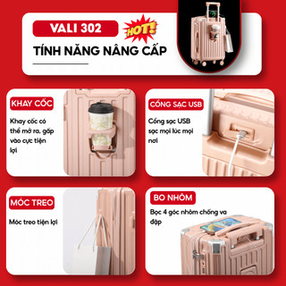 Vali Kéo Du Lịch Cao Cấp Kingsun Size 20/24/28 KS-219/302 Chất Liệu Nhựa ABS+PC Bảo hành 5 năm
