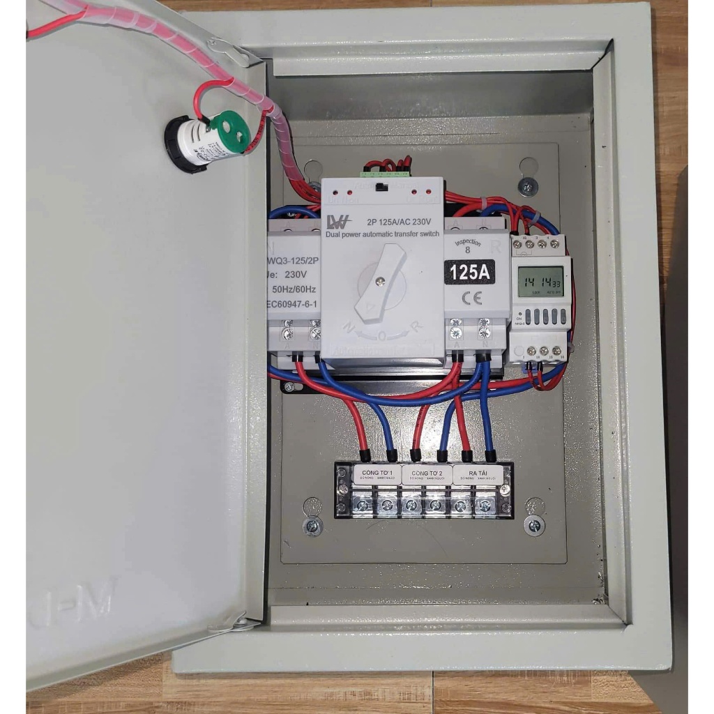[MS3]Tủ chuyển nguồn  có đèn báo 125A- ATS 125A- cầu dao điện 125A tự động chuyển nguồn luân phiên theo cài đặt