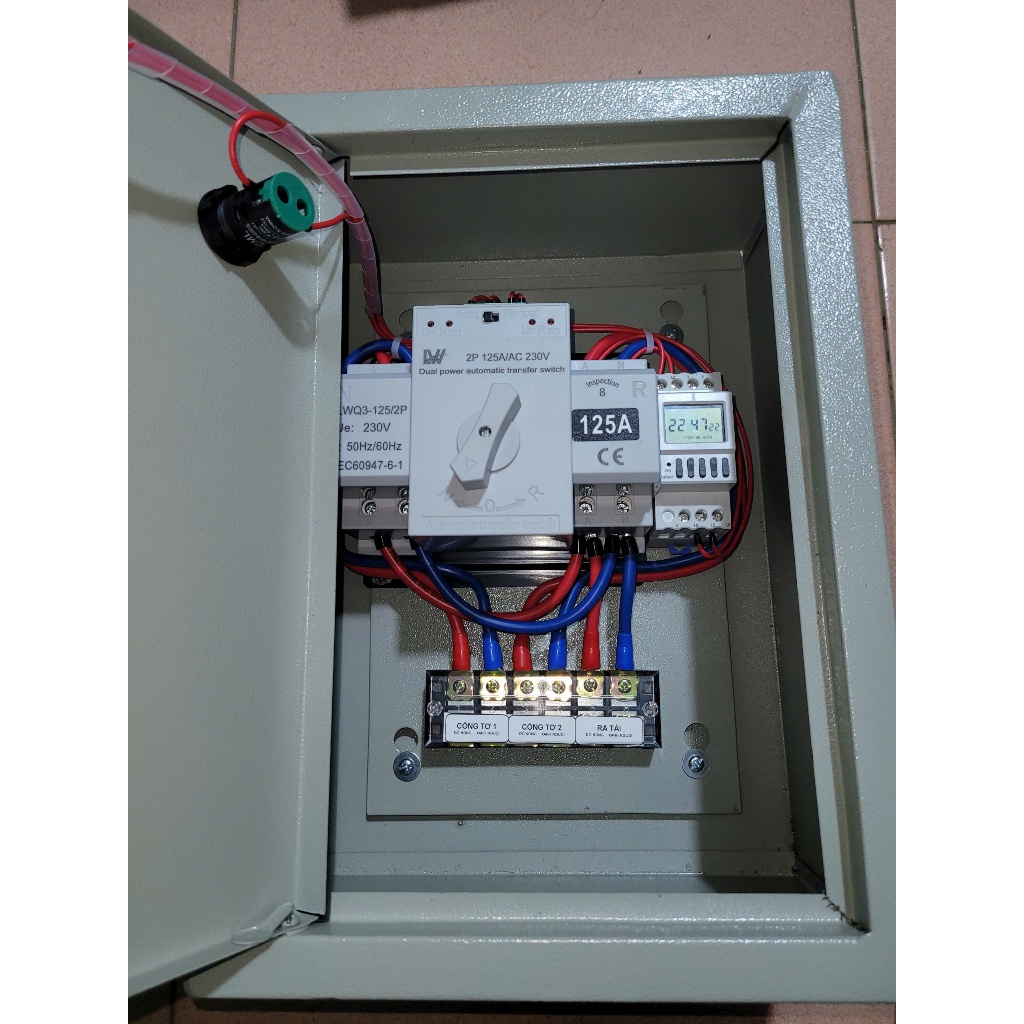 [MS3]Tủ chuyển nguồn  có đèn báo 125A- ATS 125A- cầu dao điện 125A tự động chuyển nguồn luân phiên theo cài đặt