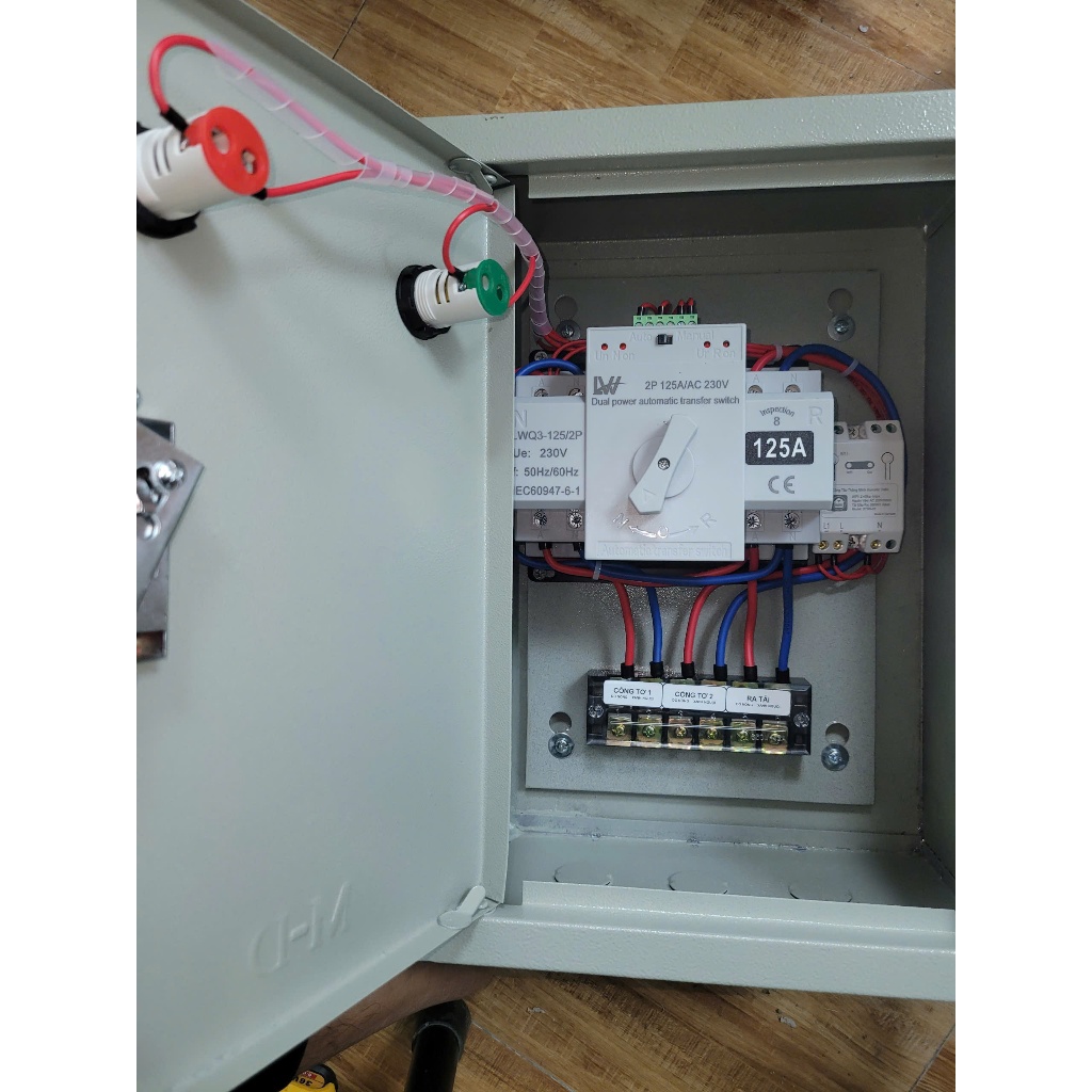 [MS3]Tủ chuyển nguồn  có đèn báo 125A- ATS 125A- cầu dao điện 125A tự động chuyển nguồn luân phiên theo cài đặt
