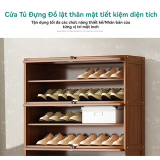 Tủ đựng giày dép kệ giày bày đồ đa năng kệ để  Sức chứa lớn tủ đựng giày dép gỗ tre Tủ giày cửa lật
