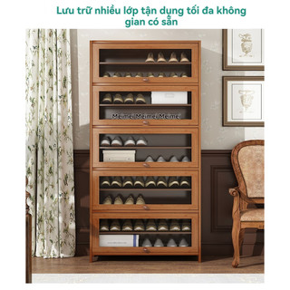 Tủ đựng giày dép kệ giày bày đồ đa năng kệ để  Sức chứa lớn tủ đựng giày dép gỗ tre Tủ giày cửa lật