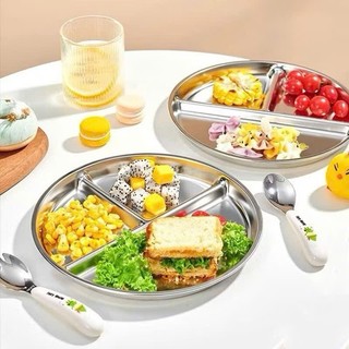 Khay Ăn Dăm Hoạt Hình Cho Bé Inox 304 Giữ Nhiệt, Khay Inox