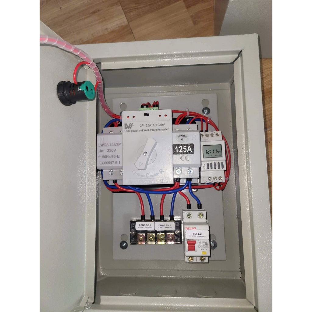 Ms4 - Tủ ATS 125A CÓ APTOMAT CHỐNG GIẬT cầu dao điện 125A - Bộ chuyển nguồn tự động 125A