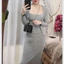 Set áo khoác cardigan mỏng+ váy 2 dây len tăm dáng dài ôm body tôn dáng Bộ đồ thu đông nữ đen xám basic T673G