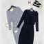 Set áo khoác cardigan mỏng+ váy 2 dây len tăm dáng dài ôm body tôn dáng Bộ đồ thu đông nữ đen xám basic T673G