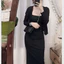 Set áo khoác cardigan mỏng+ váy 2 dây len tăm dáng dài ôm body tôn dáng Bộ đồ thu đông nữ đen xám basic T673G