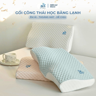 Gối công thái học băng lạnh chất liệu Memory Foam M2T BEDDING hỗ trợ tư thế ngủ_KT 30X50cm