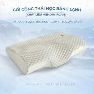 Gối công thái học băng lạnh chất liệu Memory Foam M2T BEDDING hỗ trợ tư thế ngủ_KT 30X50cm