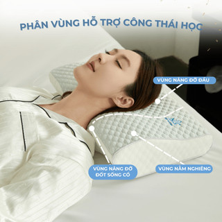 Gối công thái học băng lạnh chất liệu Memory Foam M2T BEDDING hỗ trợ tư thế ngủ_KT 30X50cm