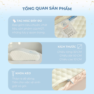 Gối công thái học băng lạnh chất liệu Memory Foam M2T BEDDING hỗ trợ tư thế ngủ_KT 30X50cm