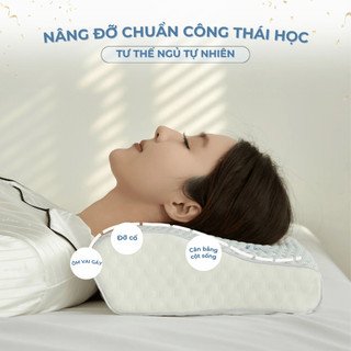 Gối công thái học băng lạnh chất liệu Memory Foam M2T BEDDING hỗ trợ tư thế ngủ_KT 30X50cm