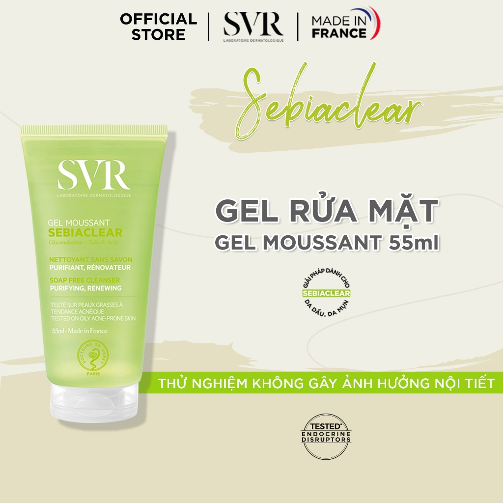 [HB GIFT] Sữa rửa mặt không có xà phòng, SVR SEBIACLEAR Gel Moussant 55ml