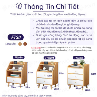 Kệ Tủ Đầu Giường Gỗ Mini Nhiều Ngăn Đẹp Hiện Đại FIVO Phong Cách Châu Âu Sang Trọng, Phù Hợp Cho Mọi Kiểu Phòng