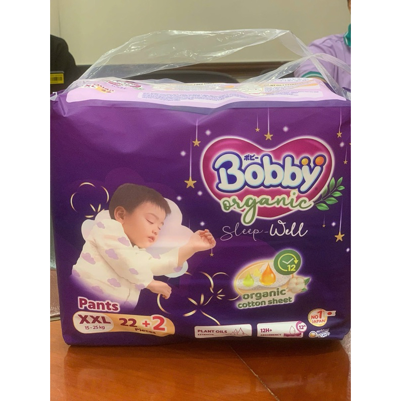 Tã Bỉm Boby Đêm organic Sleep Well cái cấp cho bé giấc ngủ ngon xuyên đêm