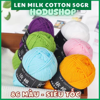 Len milk cotton 50g, 86 màu HODUSHOP