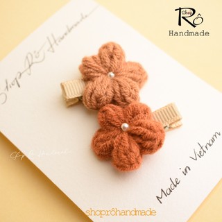Kẹp tóc hoa len handmade size nhỏ đủ màu cho bé gái dễ thương 3.5cm |Shop Rô Handmade