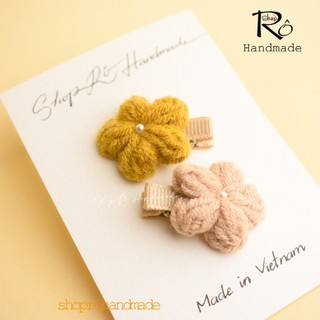Kẹp tóc hoa len handmade size nhỏ đủ màu cho bé gái dễ thương 3.5cm |Shop Rô Handmade