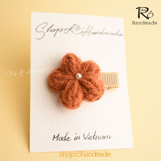 Kẹp tóc hoa len handmade size nhỏ đủ màu cho bé gái dễ thương 3.5cm |Shop Rô Handmade